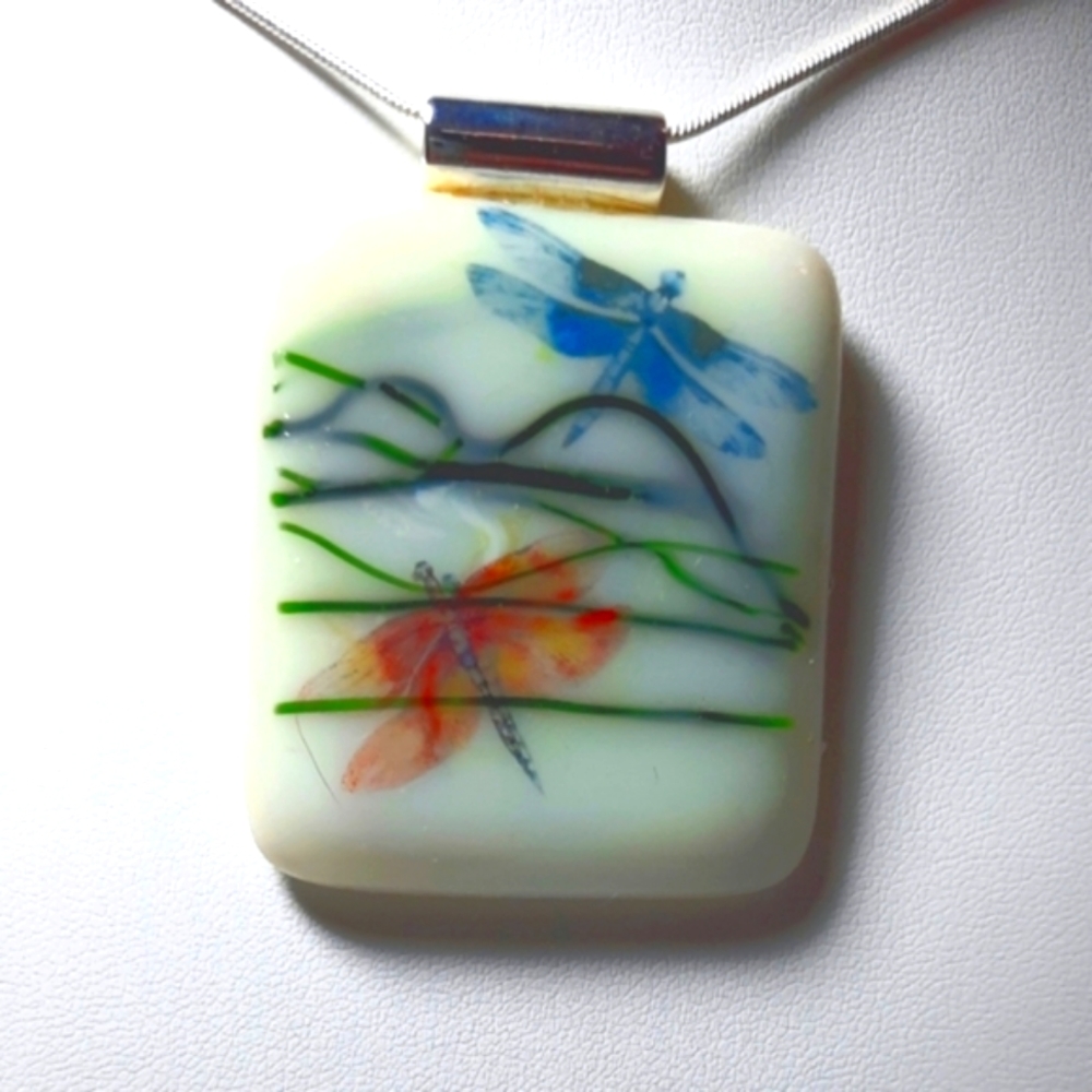 Stained Glass Dragonfly Necklace
